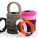 Parachute cord bracelets of different colors on a white backgrou